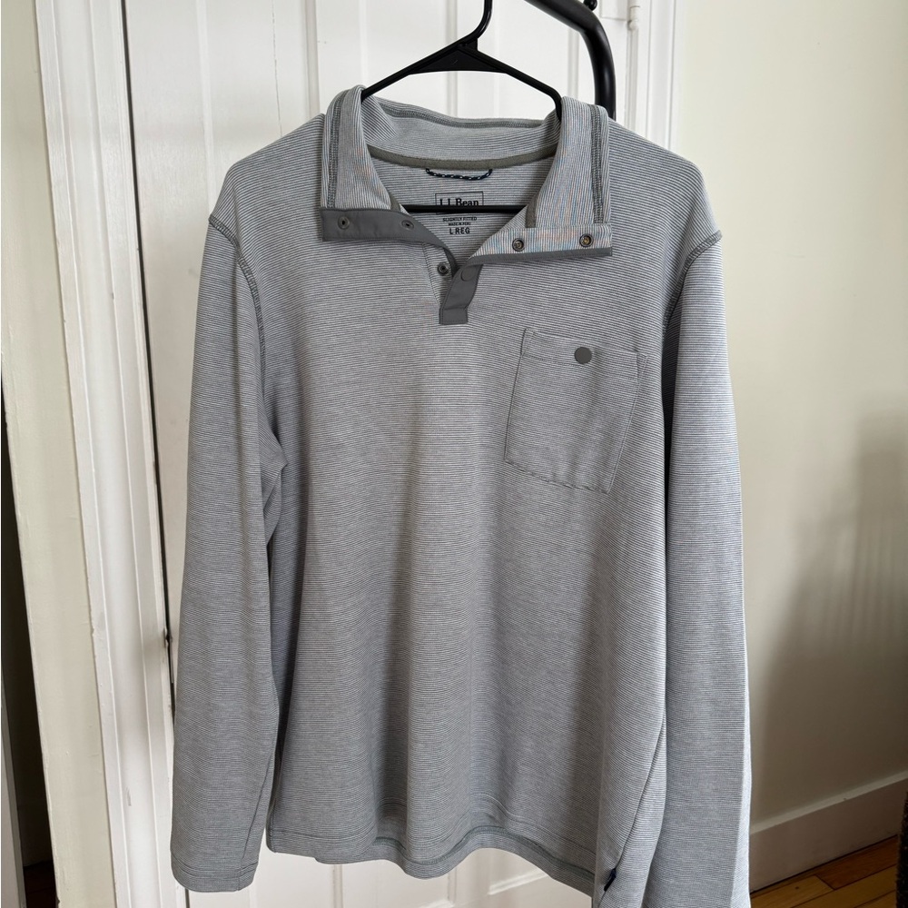 LL Bean Gray Casual Button Down Shirt with Soft Texture